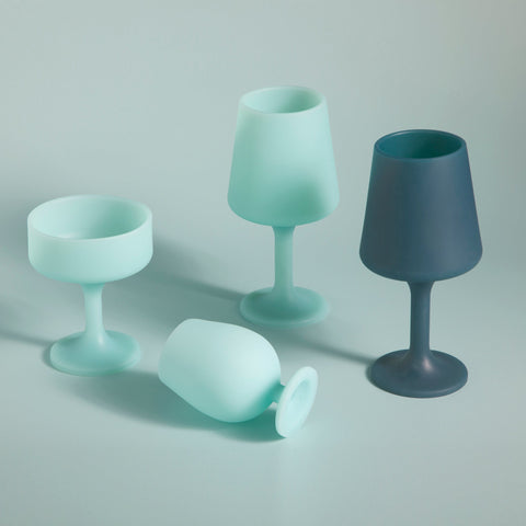 mist + ink | swepp | silicone unbreakable wine glasses - porter green | style + sustainability