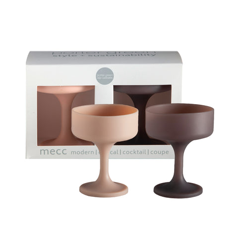 latte + donkey | mecc | unbreakable silicone cocktail coupes | porter green, coupe cocktail glass, coupe glass, coloured cocktail glasses, unbreakable cocktail glasses, cocktail glasses australia