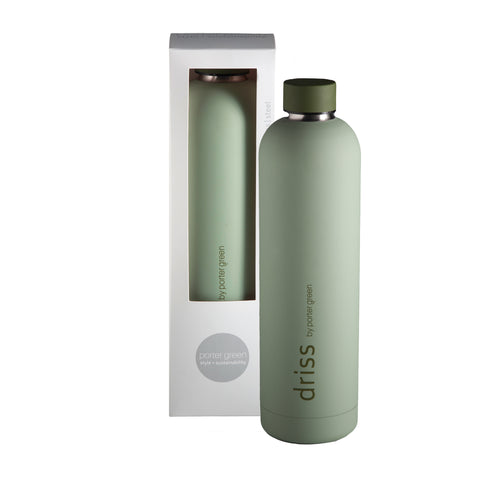 sage + olive | driss | insulated stainless steel bottle | porter green, 1l water bottle, insulated stainless steel water bottle, thermos water bottle, 1l drink bottle, insulated wine bottle