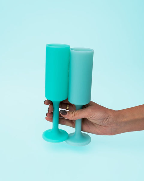 pavone | seff | silicone unbreakable champagne flute - porter green | style + sustainability