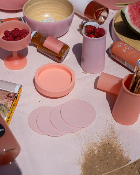 peach + petal | ciss | unbreakable silicone coasters - porter green | style + sustainability