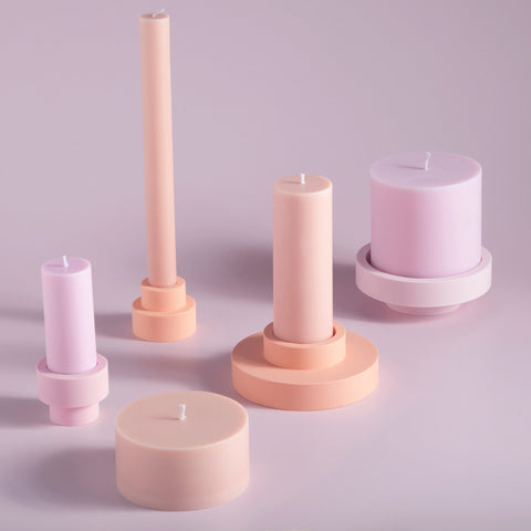 peach + petal | escc lrg pillar candle | soy - blend unscented candles - porter green | style + sustainability
