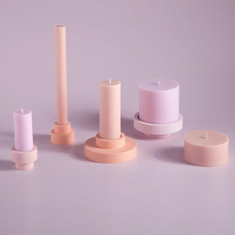 peach + petal | escc med pillar candle | soy - blend unscented candles - porter green | style + sustainability