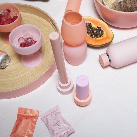 Peach + Petal | Flipp Sml | Silicone Unbreakable Candle Holder Set - porter green | style + sustainability
