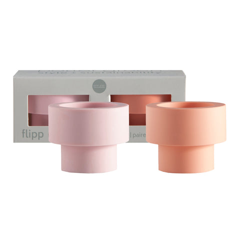 Peach + Petal | Flipp Sml | Silicone Unbreakable Candle Holder Set - porter green | style + sustainability