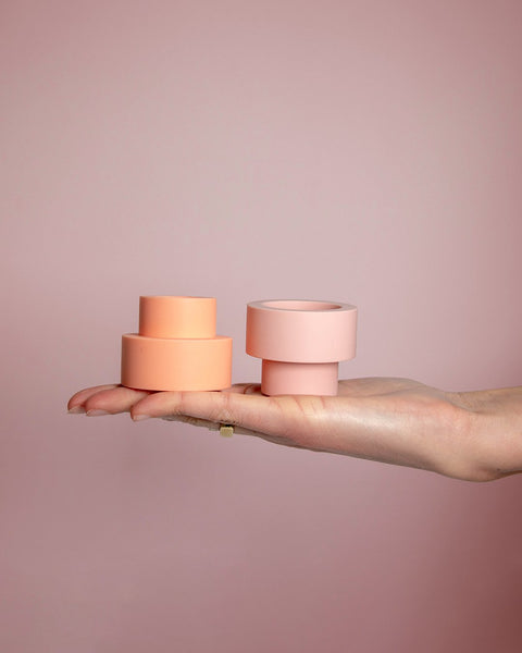 Peach + Petal | Flipp Sml | Silicone Unbreakable Candle Holder Set - porter green | style + sustainability