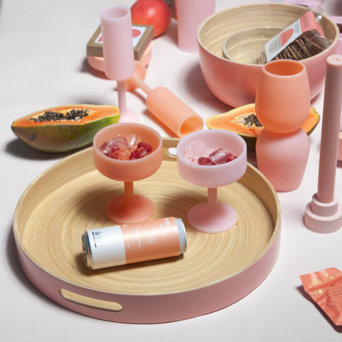 peach + petal | mecc | silicone unbreakable cocktail glasses - porter green | style + sustainability