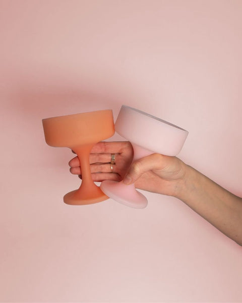 peach + petal | mecc | silicone unbreakable cocktail glasses - porter green | style + sustainability