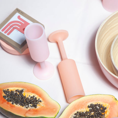 peach + petal | seff | silicone unbreakable champagne flute - porter green | style + sustainability