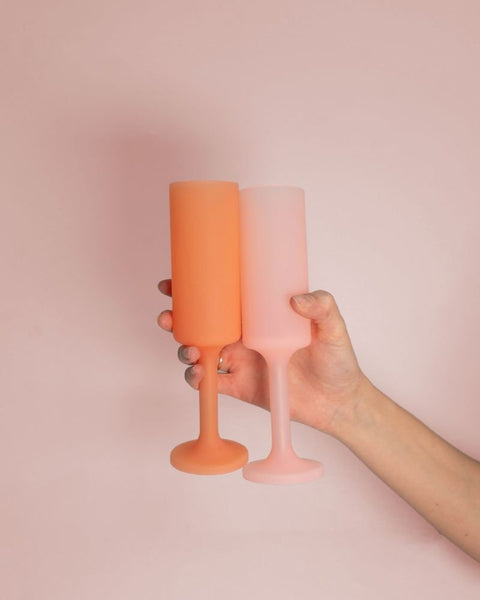 peach + petal | seff | silicone unbreakable champagne flute - porter green | style + sustainability