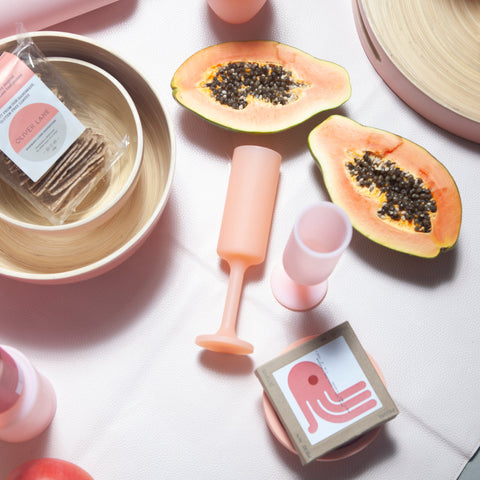 peach + petal | seff | silicone unbreakable champagne flute - porter green | style + sustainability