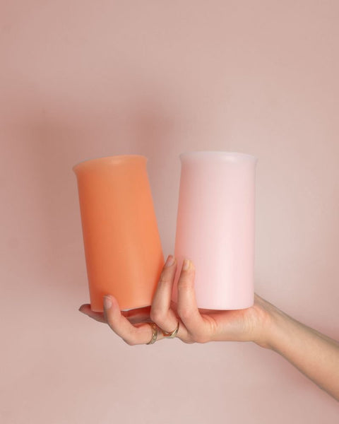 peach + petal | stegg | silicone unbreakable highball glasses - porter green | style + sustainability