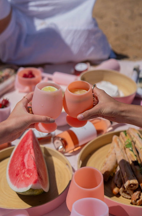 peach + petal | stemm | silicone unbreakable wine glasses - porter green | style + sustainability