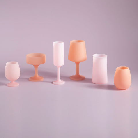 peach + petal | swepp | silicone unbreakable wine glasses - porter green | style + sustainability