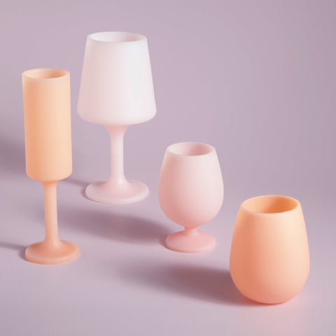peach + petal | swepp | silicone unbreakable wine glasses - porter green | style + sustainability