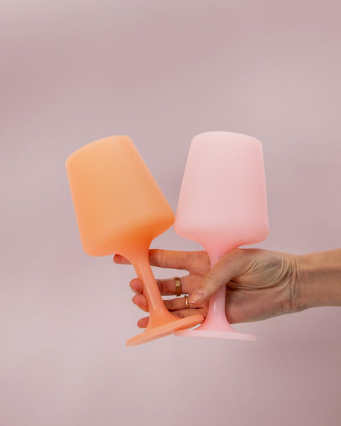 peach + petal | swepp | silicone unbreakable wine glasses - porter green | style + sustainability
