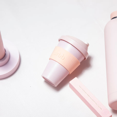 peach + petal | urbb | biodegradable bamboo coffee cup - porter green | style + sustainability