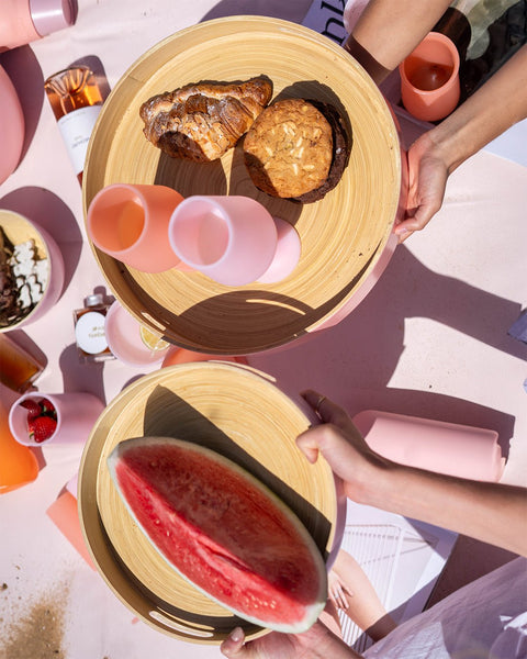 peach | sebss | biodegradable bamboo tray - porter green | style + sustainability
