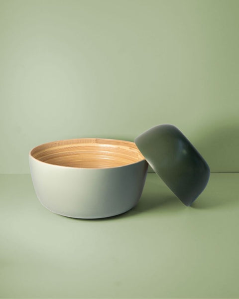 sage + olive | bebb | biodegradable bamboo bowls - porter green | style + sustainability