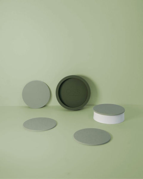 sage + olive | ciss | unbreakable silicone coasters - porter green | style + sustainability
