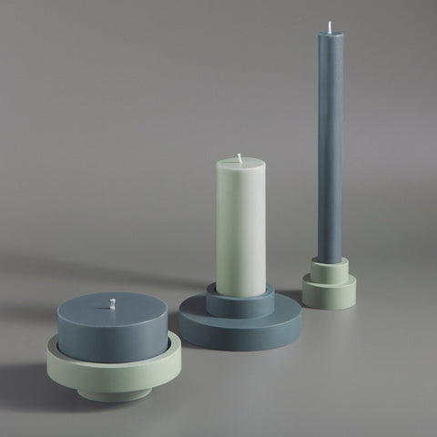 sage + olive | escc lrg pillar candle | soy - blend unscented candles - porter green | style + sustainability