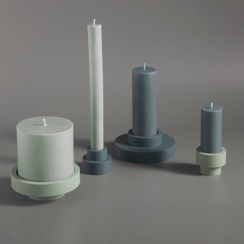 sage + olive | escc lrg pillar candle | soy - blend unscented candles - porter green | style + sustainability