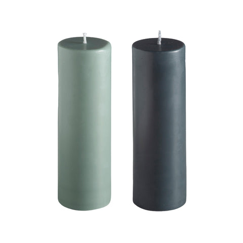 sage + olive | escc med pillar candle | soy - blend unscented candles - porter green | style + sustainability