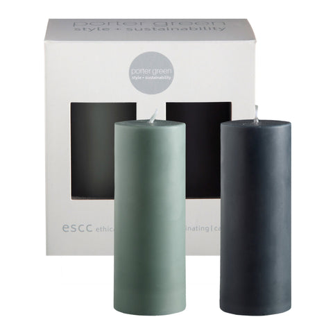sage + olive | escc sml pillar candle | soy - blend unscented candles - porter green | style + sustainability