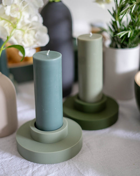 Sage + Olive | Flipp Lrg | Silicone Unbreakable Candle Holder Set - porter green | style + sustainability