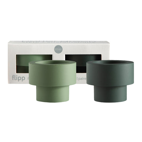 Sage + Olive | Flipp Sml | Silicone Unbreakable Candle Holder Set - porter green | style + sustainability