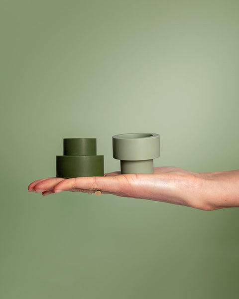 Sage + Olive | Flipp Sml | Silicone Unbreakable Candle Holder Set - porter green | style + sustainability
