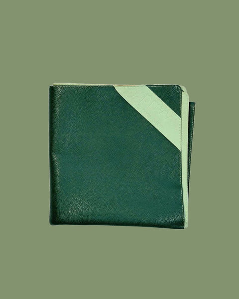 sage + olive | privv | vegan leather waterproof picnic rug - porter green | style + sustainability