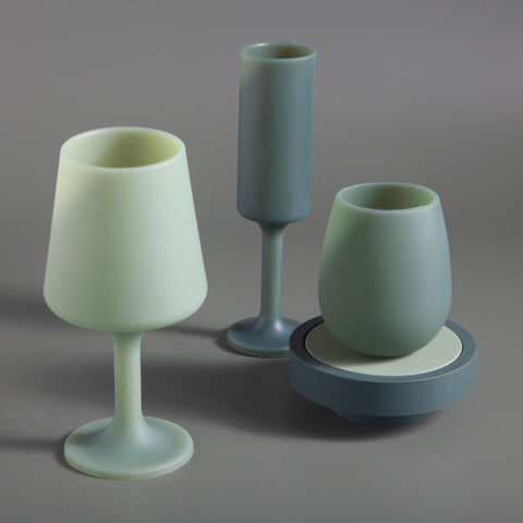 sage + olive | seff | silicone unbreakable champagne flute - porter green | style + sustainability