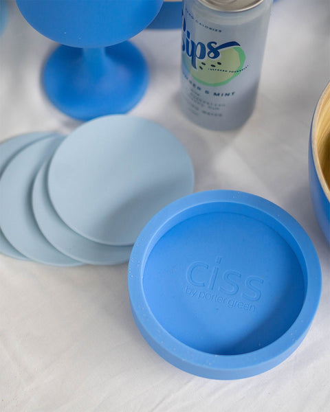 sky + kingfisher | ciss | unbreakable silicone coasters - porter green | style + sustainability