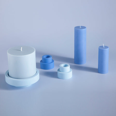 sky + kingfisher | escc lrg pillar candle | soy - blend unscented candles - porter green | style + sustainability
