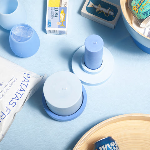sky + kingfisher | escc med pillar candle | soy - blend unscented candles - porter green | style + sustainability