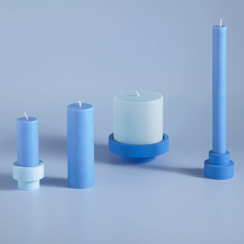sky + kingfisher | escc sml pillar candle | soy - blend unscented candles - porter green | style + sustainability