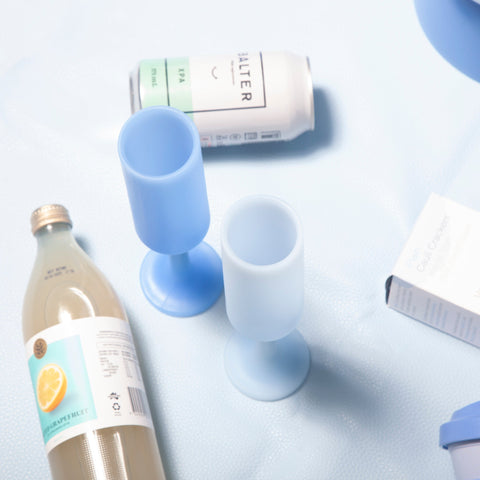 sky + kingfisher | seff | silicone unbreakable champagne flute - porter green | style + sustainability
