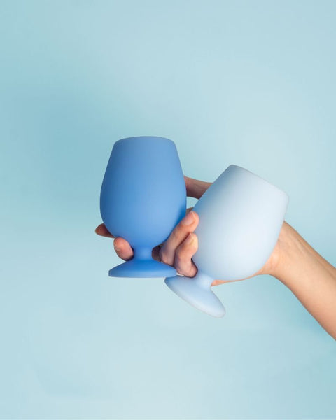 sky + kingfisher | stemm | silicone unbreakable wine glasses - porter green | style + sustainability