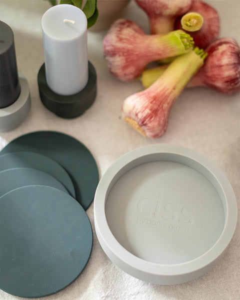 smoke + storm | ciss | unbreakable silicone coasters - porter green | style + sustainability