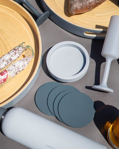 smoke + storm | ciss | unbreakable silicone coasters - porter green | style + sustainability
