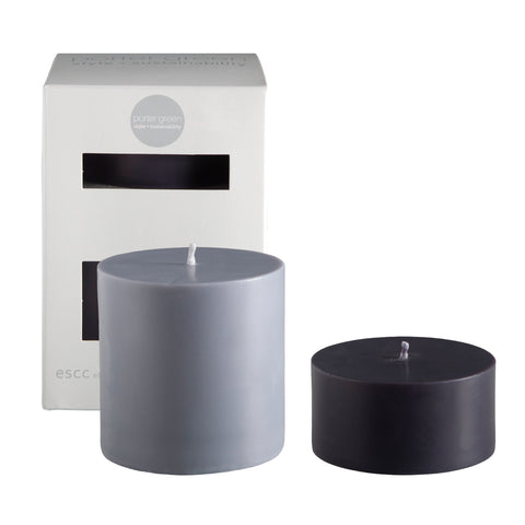 smoke + storm | escc lrg pillar candle | soy - blend unscented candles - porter green | style + sustainability