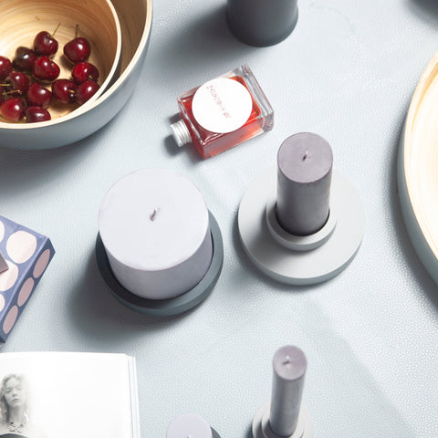smoke + storm | escc lrg pillar candle | soy - blend unscented candles - porter green | style + sustainability