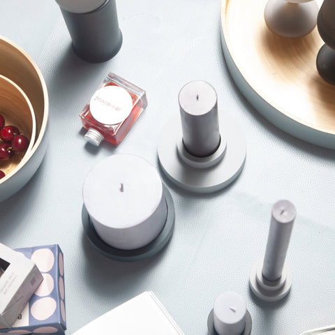 smoke + storm | escc med pillar candle | soy - blend unscented candles - porter green | style + sustainability