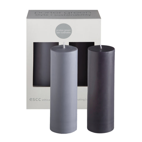 smoke + storm | escc med pillar candle | soy - blend unscented candles - porter green | style + sustainability
