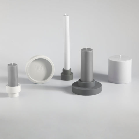smoke + storm | escc med pillar candle | soy - blend unscented candles - porter green | style + sustainability