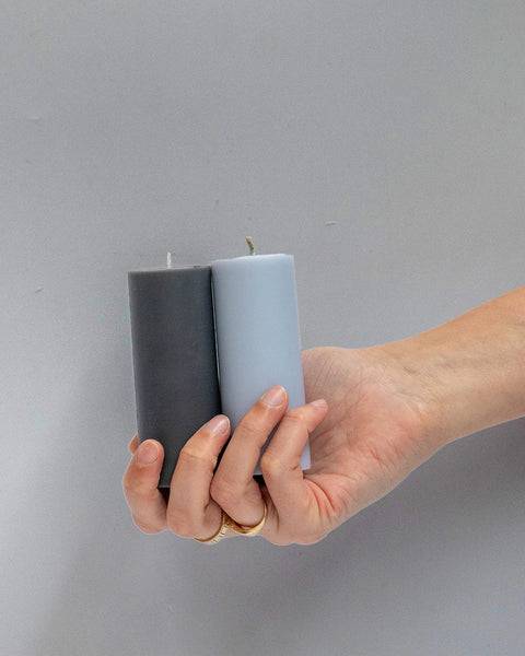 smoke + storm | escc sml pillar candle | soy - blend unscented candles - porter green | style + sustainability