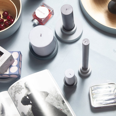 smoke + storm | escc sml pillar candle | soy - blend unscented candles - porter green | style + sustainability