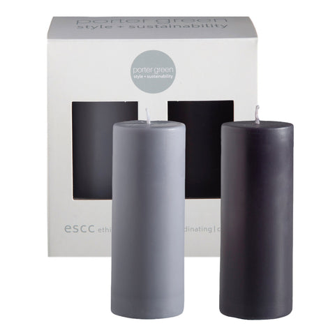 smoke + storm | escc sml pillar candle | soy - blend unscented candles - porter green | style + sustainability