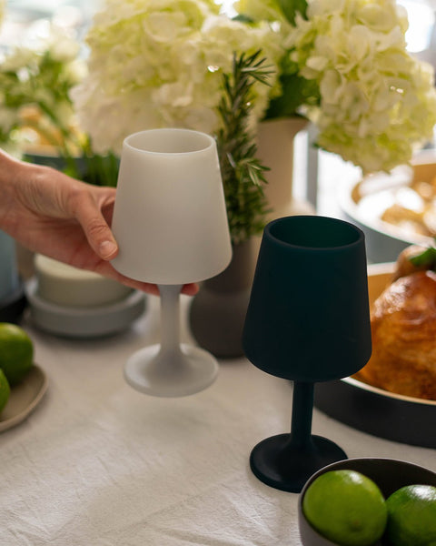 smoke + storm | swepp | silicone unbreakable wine glasses - porter green | style + sustainability